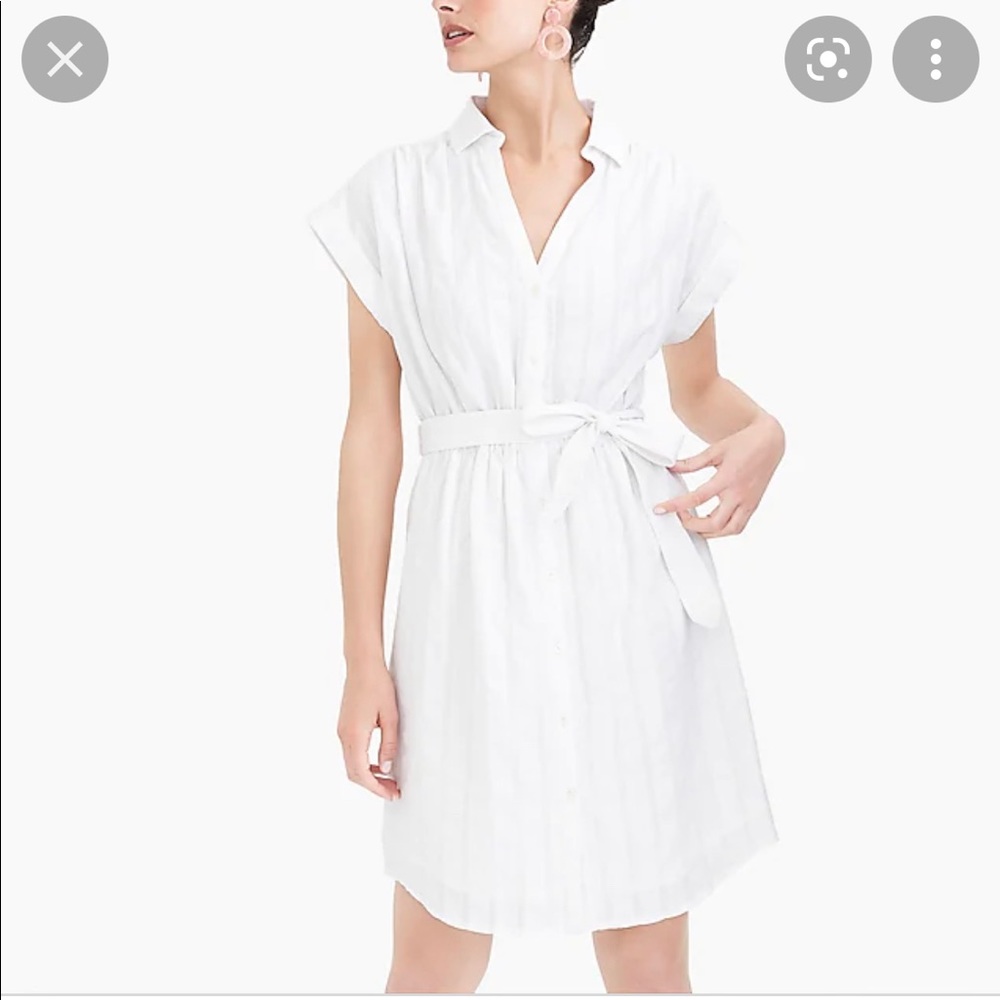 NWT  J. Crew Nwt White Button Up Dress with Belt. The belt is not included